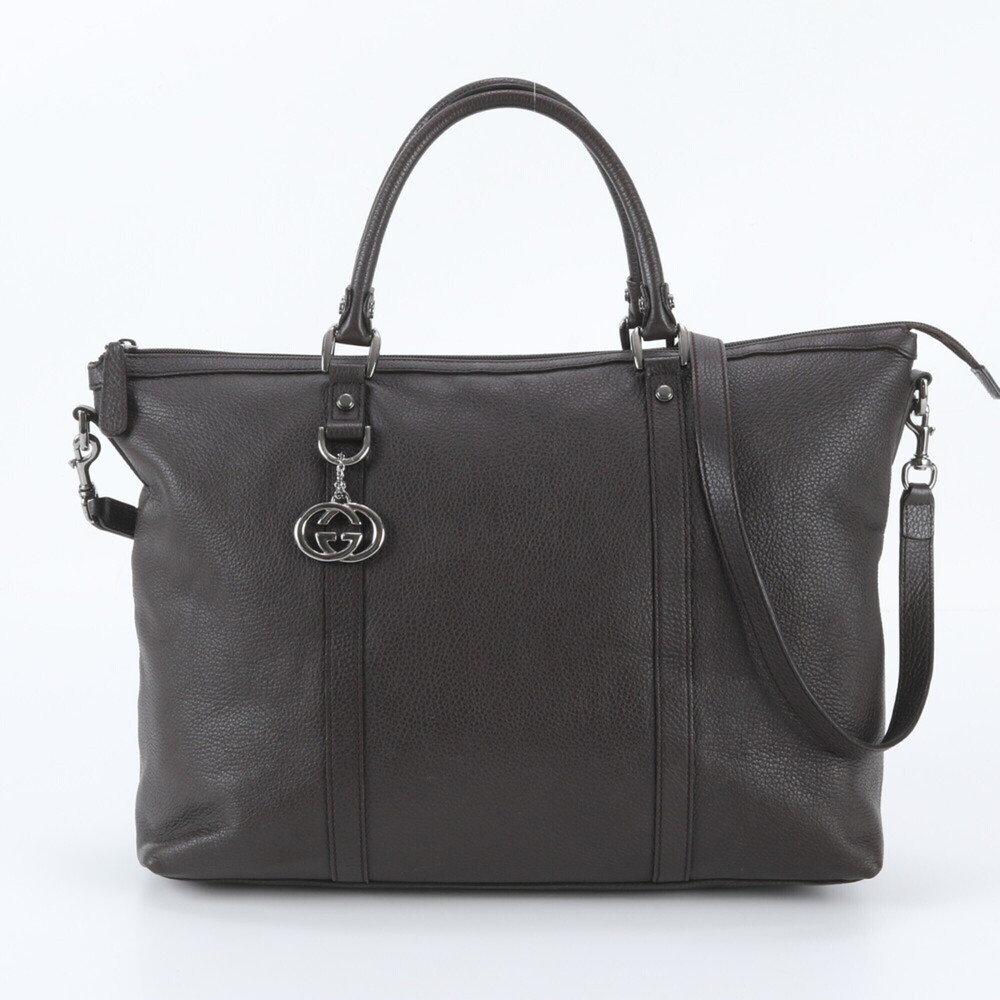 Gucci 339550 Leather 2-Way Shoulder Bag Briefcase Tote for Men